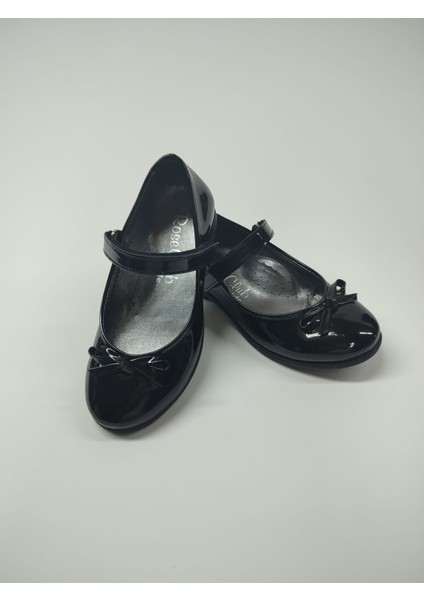 Kız Bebek Çocuk Siyah Rugan Babet Ayakkabı