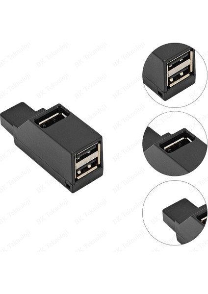 3 Port Mini Tasarım USB 2.0 Çoklaycı Hub