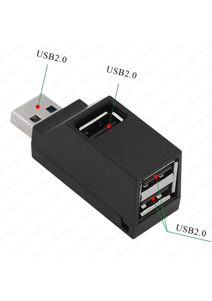 3 Port Mini Tasarım USB 2.0 Çoklaycı Hub
