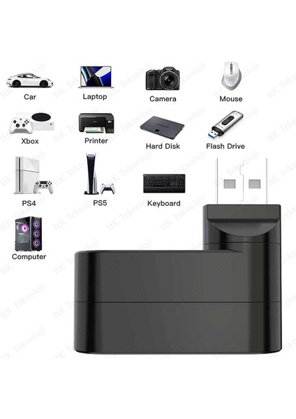 3 Bağlantı Noktalı 90/180 Derece Dönebilir USB 2.0 Çoklayıcı Hub