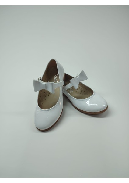 Kız Bebek Çocuk Beyaz Rugan Babet Ayakkabı