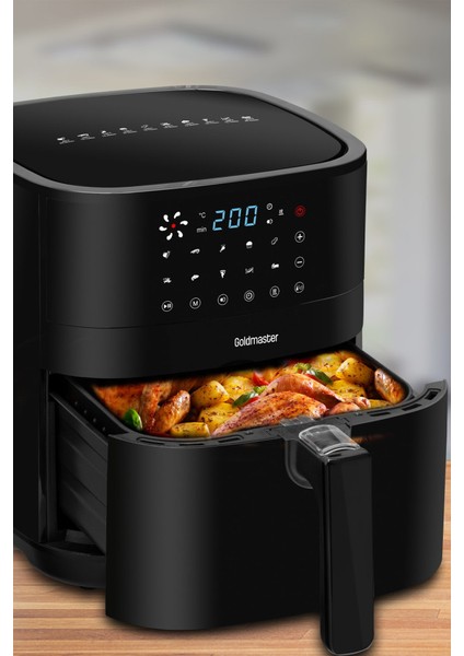 Smartfry Dijital Dokunmatik 1900 W 10 Ön Ayarlı 6 Litre Airfryer Yağsız Kızartma Sıcak Hava Fritöz