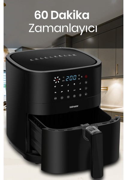 Smartfry Dijital Dokunmatik 1900 W 10 Ön Ayarlı 6 Litre Airfryer Yağsız Kızartma Sıcak Hava Fritöz
