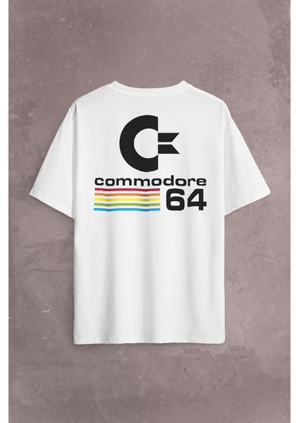 Commodore 61 C64 Logo Antika Bilgisayar Sırt Ön Baskılı Oversize Tişört T-Shirt fiyatları