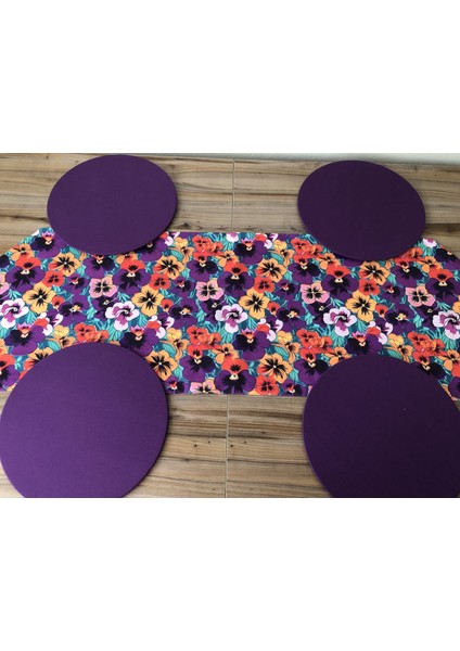 Menekşe Desenli Runner & Supla