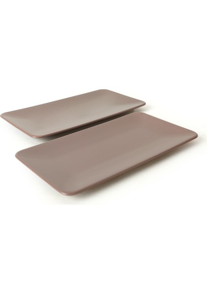 Mat Açık Taupe Siera Kayık Tabak 33 cm 2 Adet 958