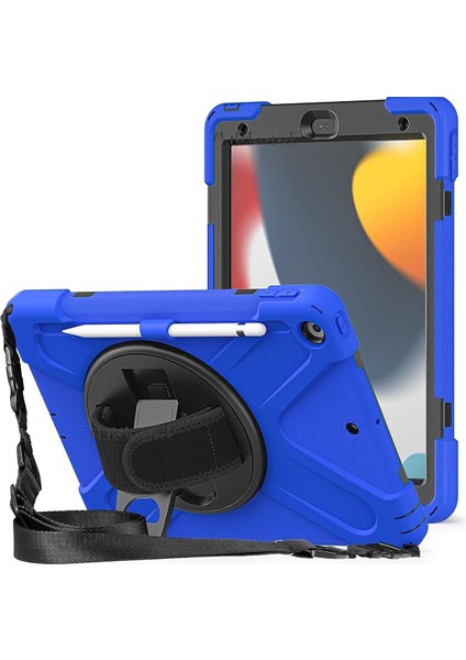 Apple Ipad 7. 8. 9. Nesil 10.2 Uyumlu Kılıf Defender Standlı Kalem Yuvalı Yumuşak Renkli Silikon Askılı 360 Zırh Tank Kapak