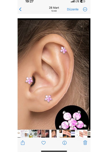 By Dilek Çetin Acessorry Cerrahi Çelik Kıkırdak Helix Tragus PIERCING(4ADET)