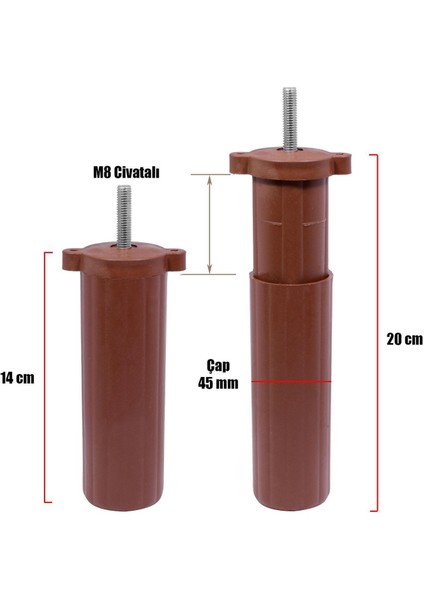 Aspen 6'lı Set Mobilya Tv Ünitesi Çekyat Koltuk Kanepe Baza Destek Ayağı Ayakları 14 Cm Ahşap Desen