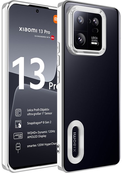 Xiaomi Mi 13 Pro Kılıf Renkli Kenarlı Parlak Logo Açık Arkası Şeffaf Omega Silikon
