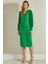 V Yaka Yeşil Dokuma Elbise 1