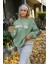 Mint Yeşili Bisiklet Yaka Baskılı Sweatshirt MG1904 2