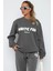 Füme Bisiklet Yaka Baskılı Sweatshirt MG1904 2