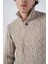 Erkek Saç Örgülü Yürütme Arka Kol Fitilli Düğmeli Triko Yün Kazak TRIST-5307 5