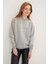 Bisiklet Yaka Baskılı Sweat Gri Melanj 1