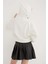 Kapüşonlu Crop Sweat Ekru 5