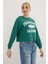 Baskılı Crop Sweat Yeşil 1