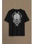 Skull Knife Illustration Kuru Kafa Bıçak Çakı Sırt Ön Baskılı Oversize Tişört T-Shirt 2