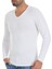 Erkek Beyaz 3'lü Paket V Yaka Uzun Kol Bambu Tshirt 1