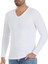 Erkek Beyaz 3'lü Paket V Yaka Uzun Kol Likralı Tshirt 1
