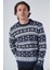 Erkek Jakarlı Çapa Desen Bisiklet Yaka Triko Yün Kazak TRIST-5308 4