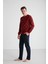 Erkek Bordo Yuvarlak Yaka Pijama Takımı 18713 2