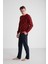 Erkek Bordo Yuvarlak Yaka Pijama Takımı 18713 4