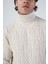 Erkek Yürütme Saç Örgülü Çarpı Desenli Balıkçı Yaka Triko Yün Kazak TRIST-5310 5