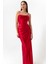 Kadın Kırmızı Balen Korse Detaylı Yırtmaçlı Uzun Abiye Elbise 2