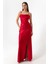 Kadın Kırmızı Balen Korse Detaylı Yırtmaçlı Uzun Abiye Elbise 3