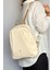 Büyük Boy Günlük Kullanamına Uygun 9 Bölmeli Krem Kadın Sırt Çantası 4040 2