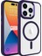 Apple Iphone 15 Pro Kılıf Renkli Silikon Kenarlı Magsafeli Arkası Şeffaf Krom Kapak 1