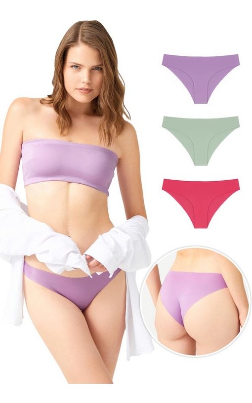 Cottonhill Lazer Kesim Kadın Bikini Külot 6'lı Paket Çok Renkli %80 Polyamid %20 Elastan görsel 2