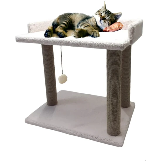 Nursoft Teraslı Yataklı Ponponlu Kedi Tırmalaması