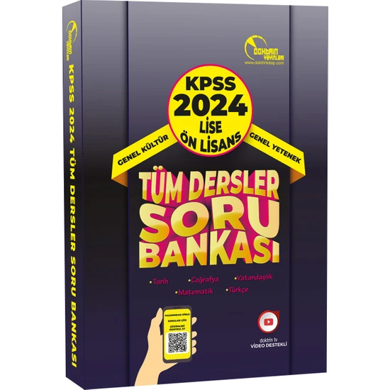 Doktrin Yayınları 2024 KPSS Lise Önlisans Tüm Dersler Tek Kitap Soru Bankası (3.000 Soru)
