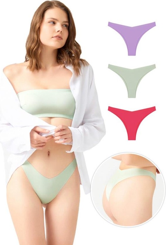 Cottonhill Lazer Kesim Kadın Brezilya Külot 3'lü Paket-1 görsel 2