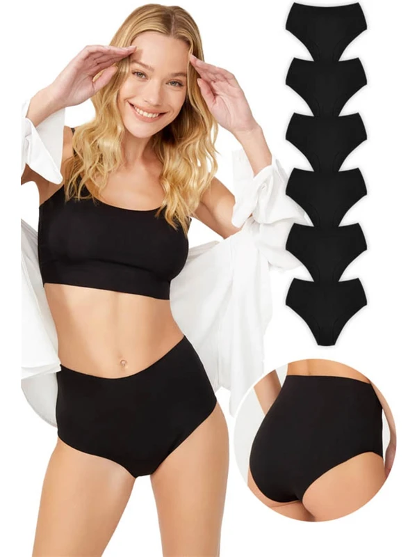 COTTONHILL Yüksek Bel Basic Lazer Kesim Bikini Külot 6'lı Paket