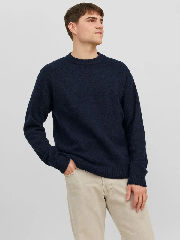 Jack & Jones Bisiklet Yaka Lacivert Erkek Kazak 12215468