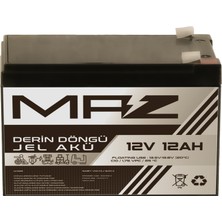 Maz Akü 12 Volt 12 Amper (Ah) Derin Döngü Jel Akü Max Performans