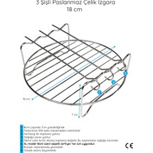 Populer Airfryer 3 Şişli Paslanmaz Çelik 304 Tel Izgara 18CM