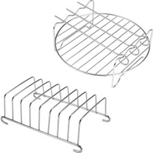 Populer Fritöz Izgarası 3 Şişli Airfryer Aksesuar Teli ve Ekmek Kızartma Rafı, 2'li Paslanmaz Çelik Set
