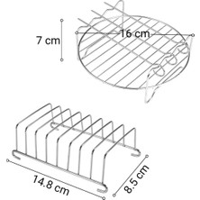 Populer Airfryer 3.5 Lt ve 5 Lt Uyumlu Çelik Izgara ve Ekmek Kızartma Rafı Aksesuar