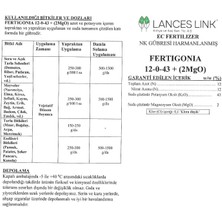 Agronutrition Fertıgonıa 12-0-43+(2mgo) 15 kg Potasyum Ağırlıklı Toz Gübre