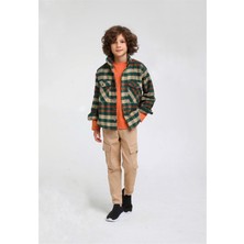 04-14 Yaş Erkek Çocuk Yeşil Renk Ekose Gömlek