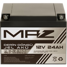 Maz Akü 12 Volt 24 Amper (Ah) Derin Döngü Jel Akü Max Performans