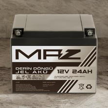 Maz Akü 12 Volt 24 Amper (Ah) Derin Döngü Jel Akü Max Performans