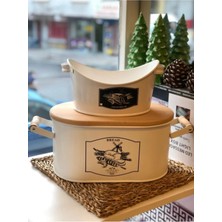 Lees home Metal Ferforje Ahşap Kapaklı (Üstü Ekmek Kesme Tahtası) + Sofra Ekmeklik