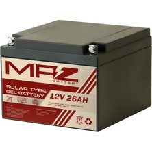 Maz Akü 12 Volt 26 Amper Solar Jel Akü 12V 26AH (Yeni Üretim)