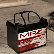 Maz Akü 12 Volt 33 Amper Solar Jel Akü 12V 33AH (Yeni Üretim)