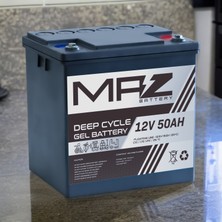 Maz Akü 12 Volt 50 Amper Deep Cycle Jel Akü 12V 50AH Yeni Üretim